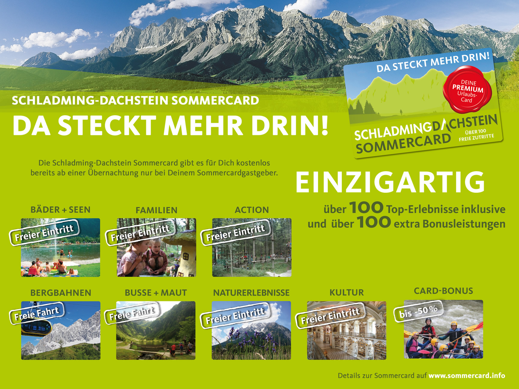 Visuelle Informationen über die Schladming-Dachstein Sommercard